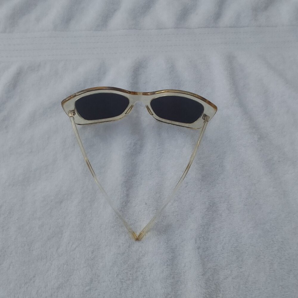 Selected Katie clear-white sunglass w gold-border-allover-reflection decoration